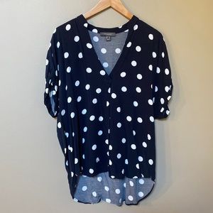 Primark navy polka dot faux wrap top
